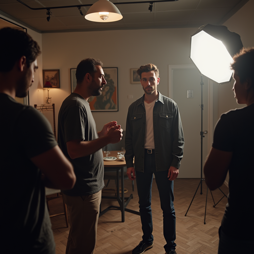 Actor grabando self-tape para serie de Netflix en estudio casero – Acting VIP 2025